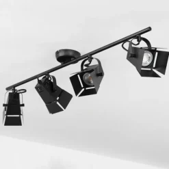 Lampes Industrielles-hofstein Plafonnier Isanay Noir, 4 lumières