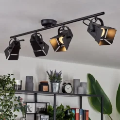 Lampes Industrielles-hofstein Plafonnier Isanay Noir, 4 lumières