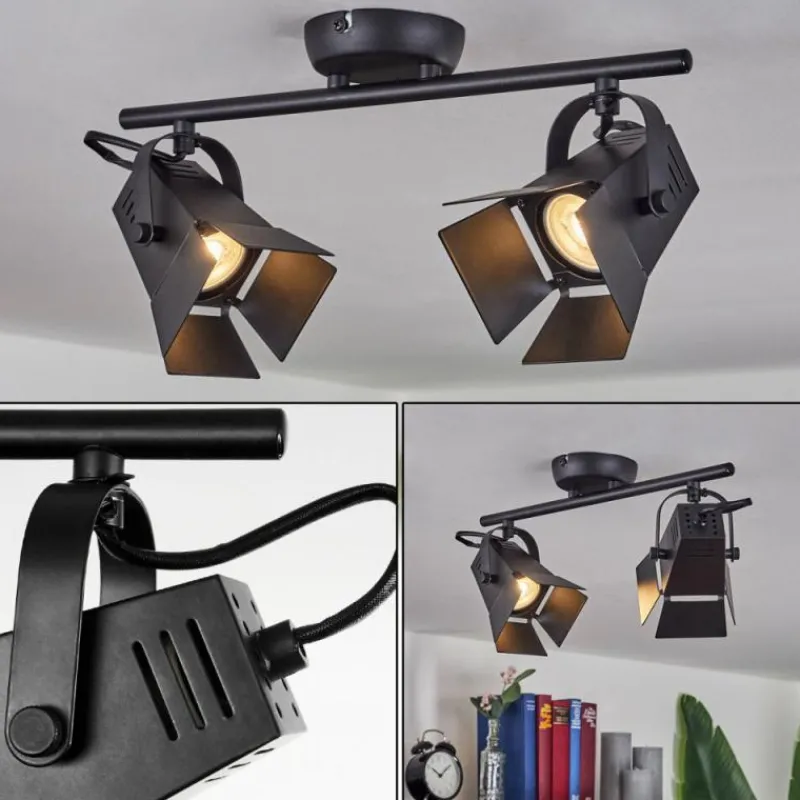 Lampes Industrielles-hofstein Plafonnier Isanay Noir, 2 lumières