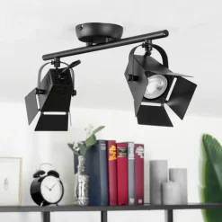 Lampes Industrielles-hofstein Plafonnier Isanay Noir, 2 lumières