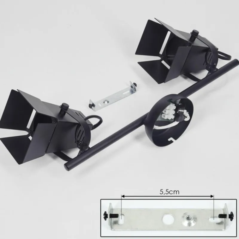 Lampes Industrielles-hofstein Plafonnier Isanay Noir, 2 lumières