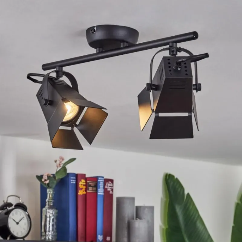 Lampes Industrielles-hofstein Plafonnier Isanay Noir, 2 lumières