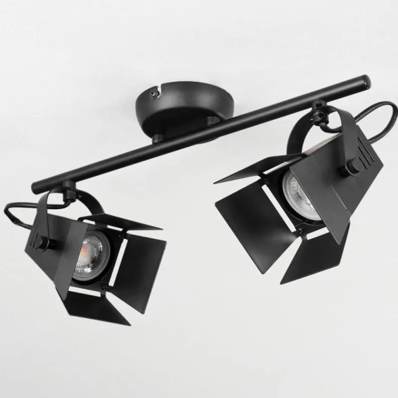 Lampes Industrielles-hofstein Plafonnier Isanay Noir, 2 lumières