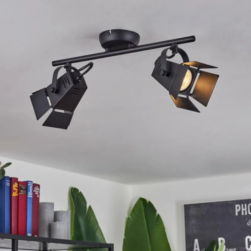 Lampes Industrielles-hofstein Plafonnier Isanay Noir, 2 lumières