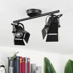 Lampes Industrielles-hofstein Plafonnier Isanay Noir, 2 lumières