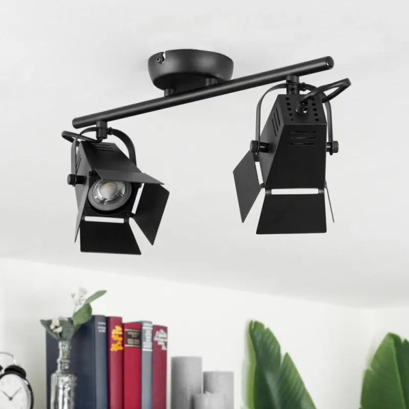 Lampes Industrielles-hofstein Plafonnier Isanay Noir, 2 lumières