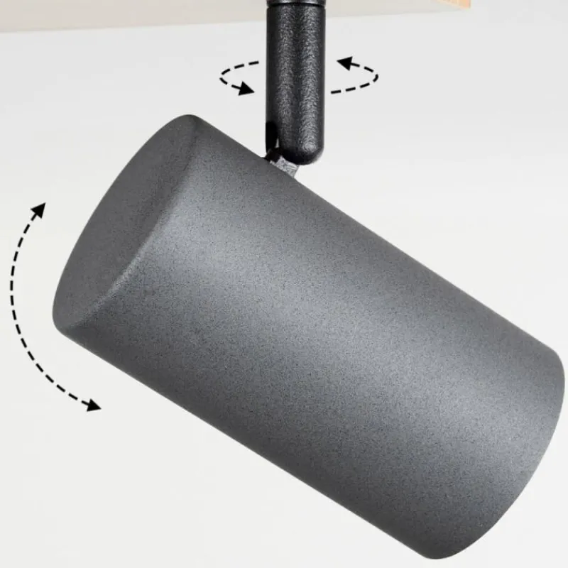 hofstein Plafonnier Javel Anthracite, Couleur bois, 5 lumières