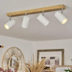 Luminaires Scandinaves-hofstein Plafonnier Javel Brun, Chrome, Couleur bois, 4 lumières