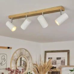 Luminaires Scandinaves-hofstein Plafonnier Javel Brun, Chrome, Couleur bois, 4 lumières