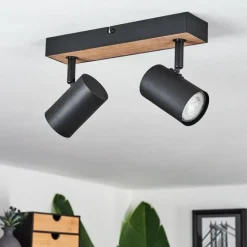 Luminaires Scandinaves-hofstein Plafonnier Javel Brun, Couleur bois, Noir, 2 lumières