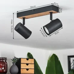 Luminaires Scandinaves-hofstein Plafonnier Javel Brun, Couleur bois, Noir, 2 lumières