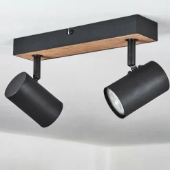 Luminaires Scandinaves-hofstein Plafonnier Javel Brun, Couleur bois, Noir, 2 lumières