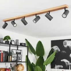 hofstein Plafonnier Javel Brun, Gris, Couleur bois, 6 lumières