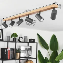 hofstein Plafonnier Javel Brun, Gris, Couleur bois, 6 lumières