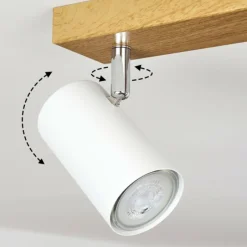 Luminaires Scandinaves-hofstein Plafonnier Javel Chrome, Couleur bois, 2 lumières