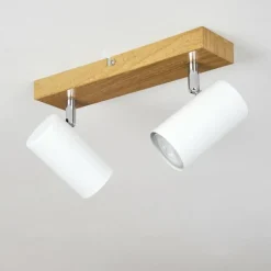 Luminaires Scandinaves-hofstein Plafonnier Javel Chrome, Couleur bois, 2 lumières