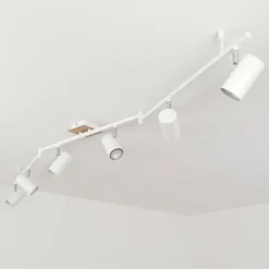 Luminaires Scandinaves-hofstein Plafonnier Javel Chrome, Couleur bois, Blanc, 6 lumières