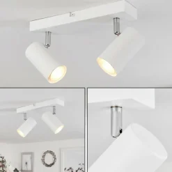 Luminaires Scandinaves-hofstein Plafonnier Javel Chrome, Blanc, 2 lumières