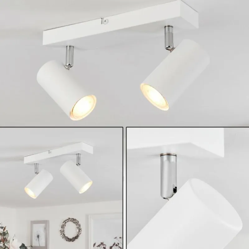 Luminaires Scandinaves-hofstein Plafonnier Javel Chrome, Blanc, 2 lumières