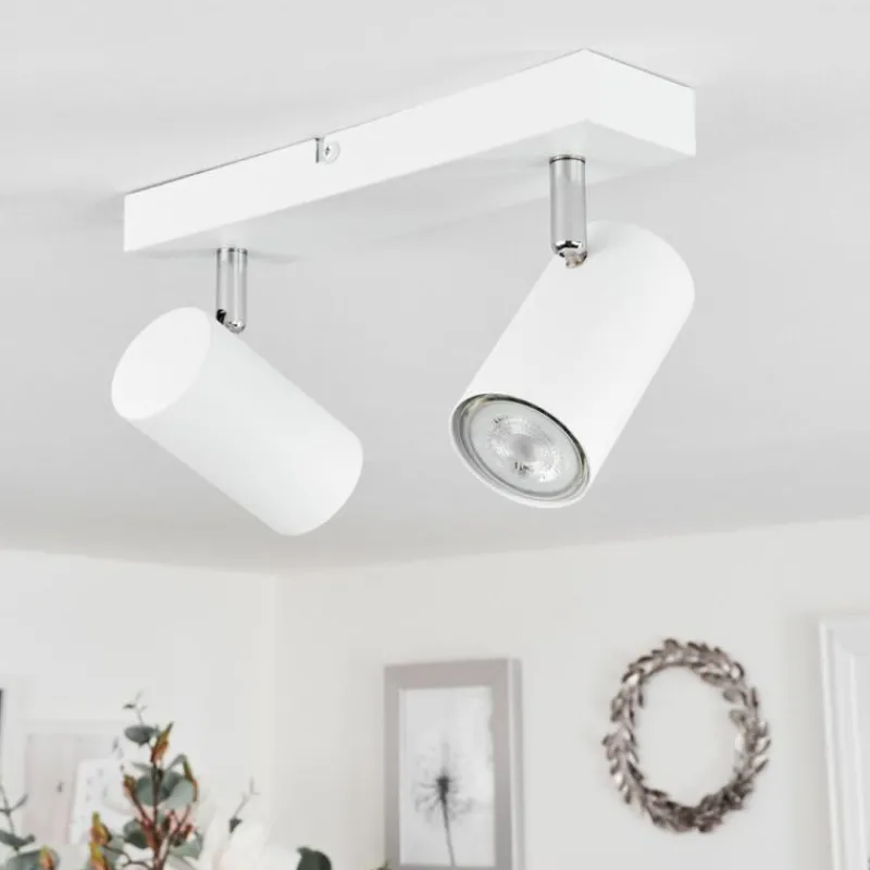 Luminaires Scandinaves-hofstein Plafonnier Javel Chrome, Blanc, 2 lumières