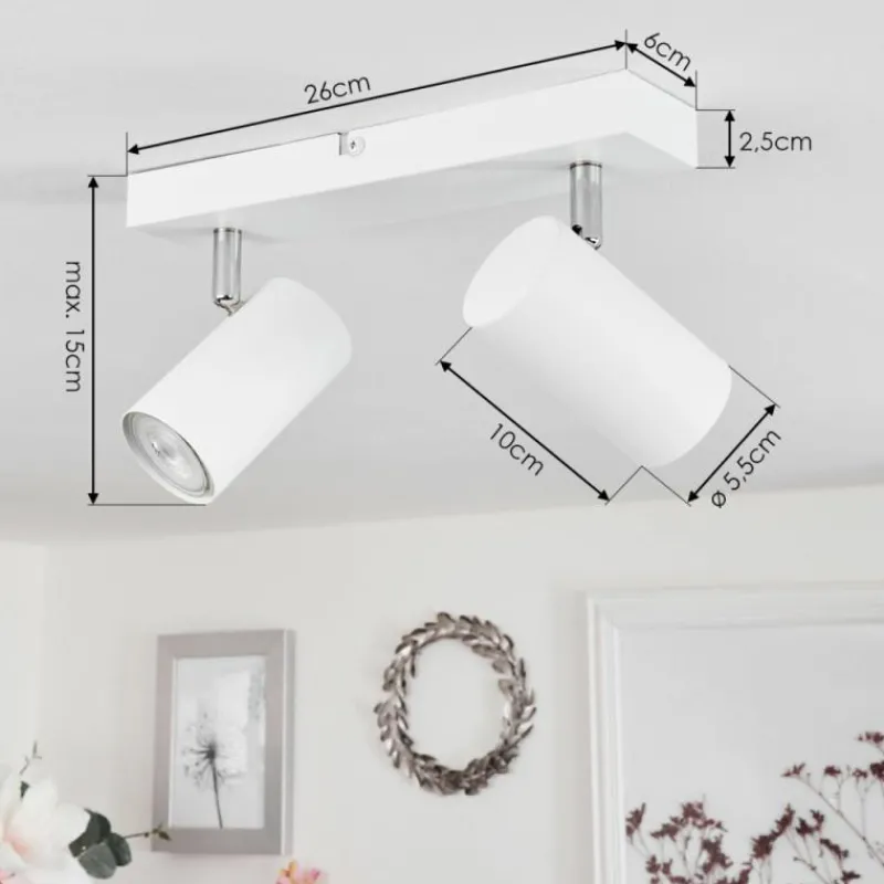 Luminaires Scandinaves-hofstein Plafonnier Javel Chrome, Blanc, 2 lumières