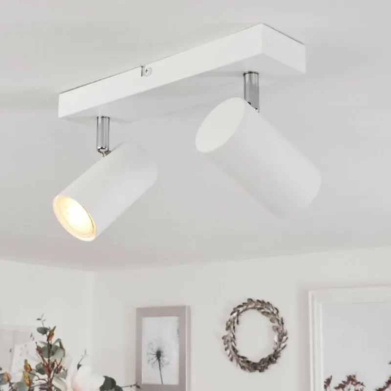 Luminaires Scandinaves-hofstein Plafonnier Javel Chrome, Blanc, 2 lumières