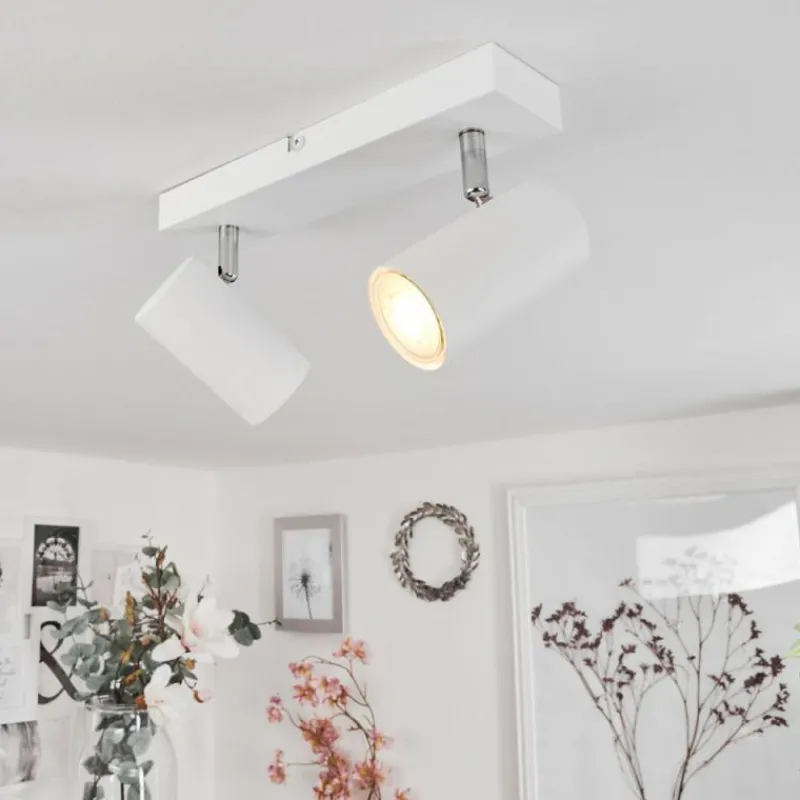 Luminaires Scandinaves-hofstein Plafonnier Javel Chrome, Blanc, 2 lumières