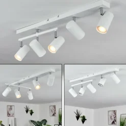 Luminaires Scandinaves-hofstein Plafonnier Javel Chrome, Blanc, 5 lumières