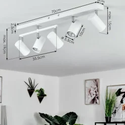 Luminaires Scandinaves-hofstein Plafonnier Javel Chrome, Blanc, 5 lumières