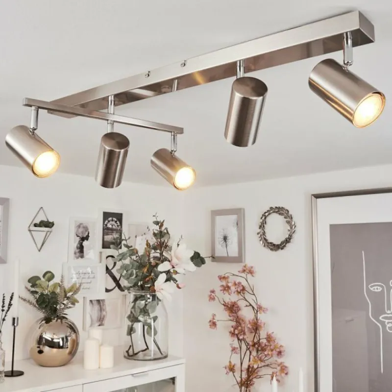 hofstein Plafonnier Javel Chrome, Nickel mat, 5 lumières