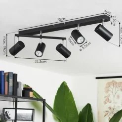 hofstein Plafonnier Javel Chrome, Noir, 5 lumières