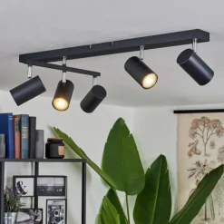 hofstein Plafonnier Javel Chrome, Noir, 5 lumières