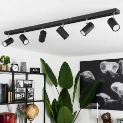 hofstein Plafonnier Javel Chrome, Noir, 6 lumières