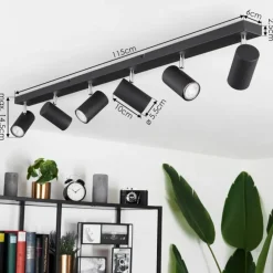 hofstein Plafonnier Javel Chrome, Noir, 6 lumières