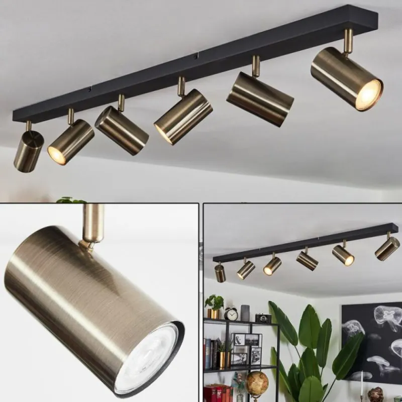 hofstein Plafonnier Javel Chrome, Noir, 6 lumières* Spots Et Projecteurs