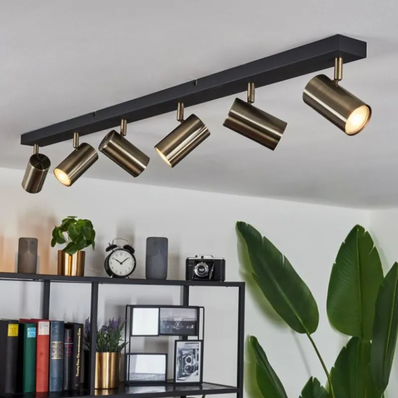 hofstein Plafonnier Javel Chrome, Noir, 6 lumières* Spots Et Projecteurs