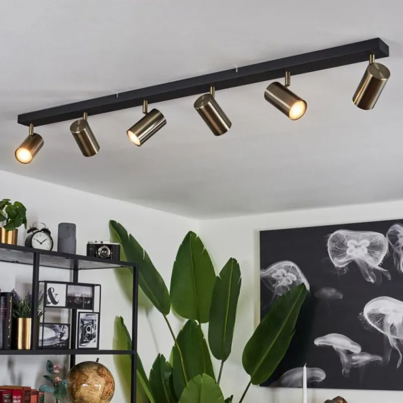 hofstein Plafonnier Javel Chrome, Noir, 6 lumières* Spots Et Projecteurs