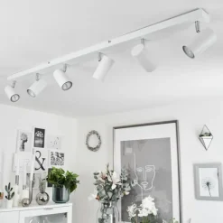 hofstein Plafonnier Javel Chrome, Blanc, 6 lumières