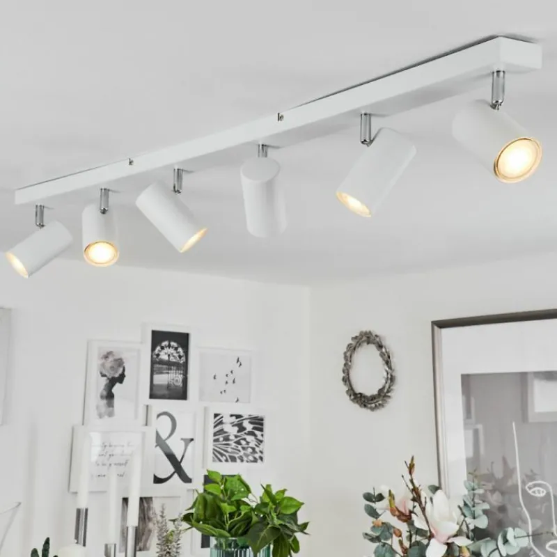 hofstein Plafonnier Javel Chrome, Blanc, 6 lumières