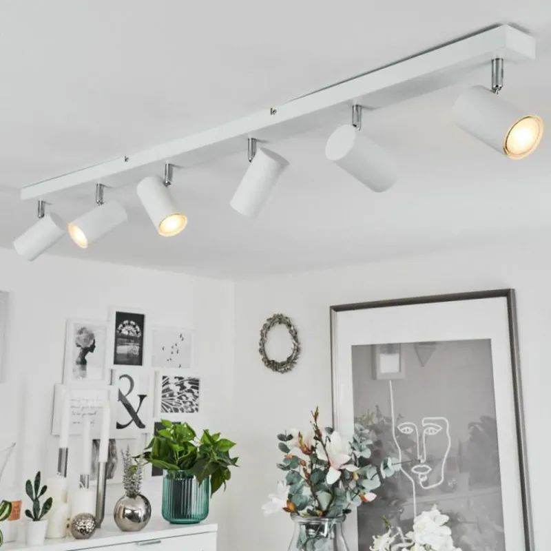 hofstein Plafonnier Javel Chrome, Blanc, 6 lumières