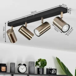 hofstein Plafonnier Javel Noir, 4 lumières