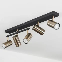 Lampes Industrielles-hofstein Plafonnier Javel Vieux laiton, Noir, 5 lumières