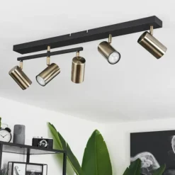 Lampes Industrielles-hofstein Plafonnier Javel Vieux laiton, Noir, 5 lumières