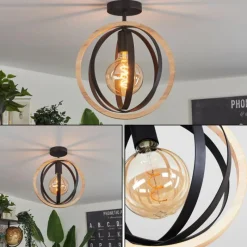 Luminaires Scandinaves-hofstein Plafonnier Kintore Bois clair, Noir, 1 lumière