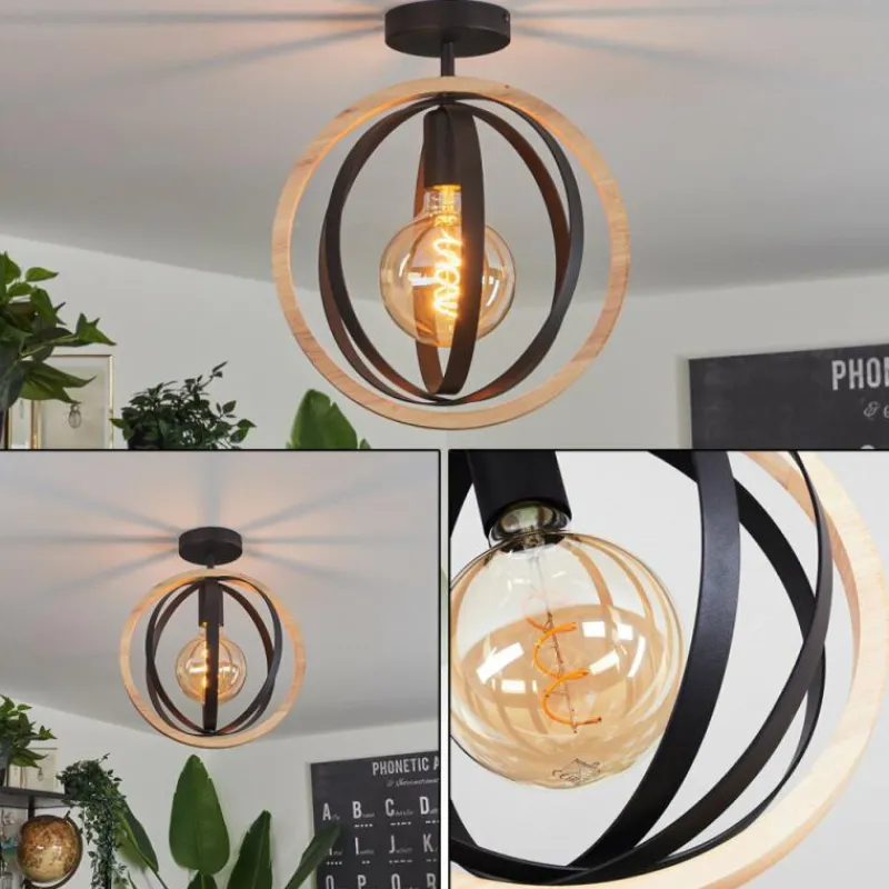 Luminaires Scandinaves-hofstein Plafonnier Kintore Bois clair, Noir, 1 lumière