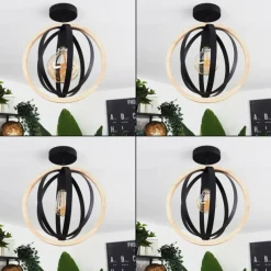 Luminaires Scandinaves-hofstein Plafonnier Kintore Bois clair, Noir, 1 lumière