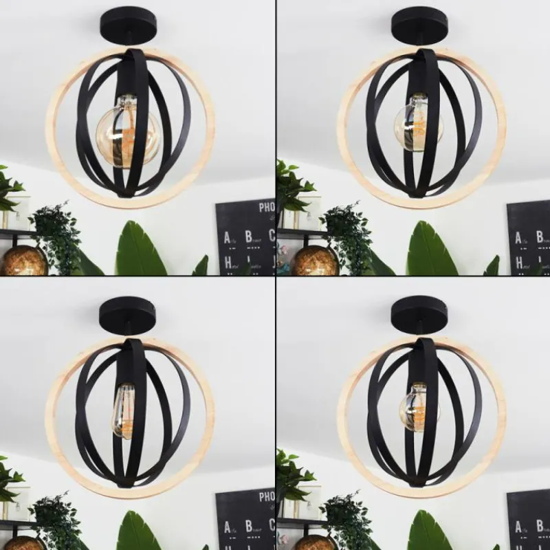 Luminaires Scandinaves-hofstein Plafonnier Kintore Bois clair, Noir, 1 lumière