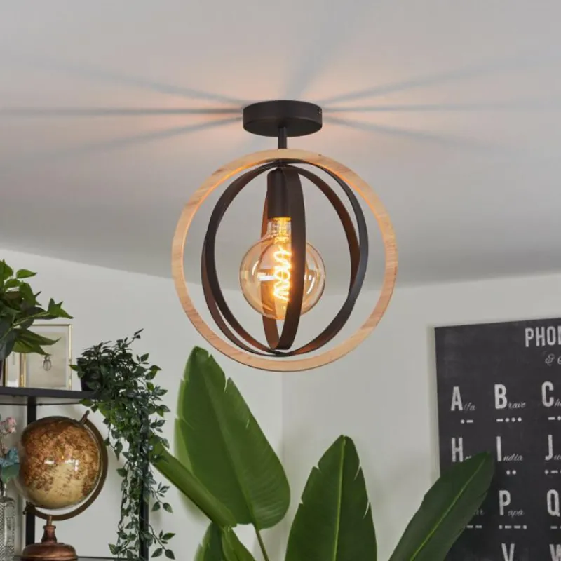 Luminaires Scandinaves-hofstein Plafonnier Kintore Bois clair, Noir, 1 lumière