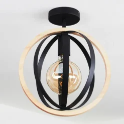 Luminaires Scandinaves-hofstein Plafonnier Kintore Bois clair, Noir, 1 lumière