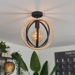 Luminaires Scandinaves-hofstein Plafonnier Kintore Bois clair, Noir, 1 lumière